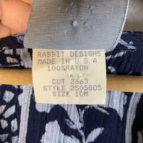 Vintage‎ Womens Boho Floral Top Sz M/L Blue Oversized Boxy Rayon Artsy Lagenlook - Picture 8 of 11